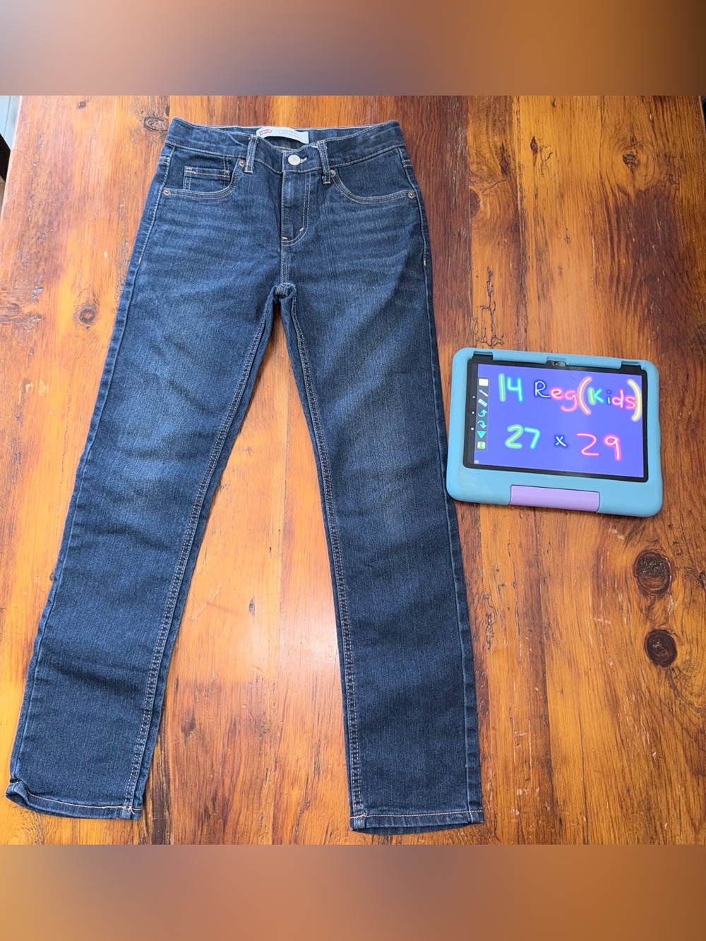 Levi's Dark Blue Denim Jeans with Tan Leather Patch